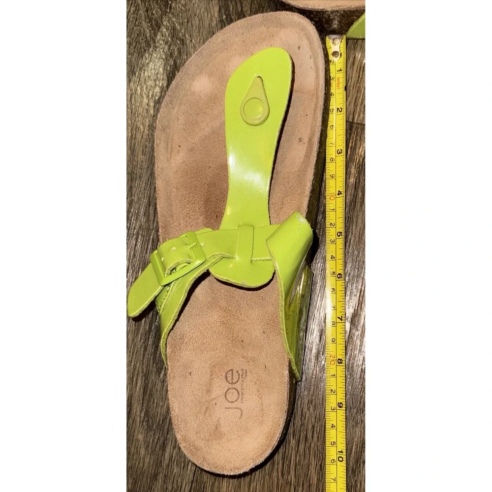Joe Fresh Cork Footbed Sandals Buckle Toe Post Comfort Neon Green Women's 9